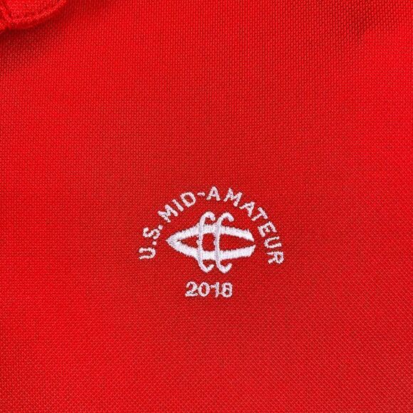 Stitch Golf Polo Shirt Mens Large Red Golfer 2018 US Mid Amateur Golfer Casual - Picture 4 of 13